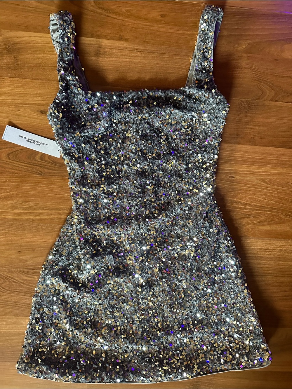 Sequin Mini Dress in Silver and Multi Glitter size 4